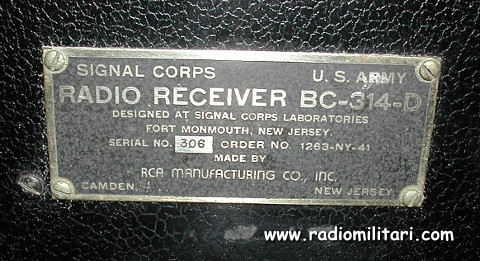 Radio Receiver BC-314,-C,-D,-E,-F,and G