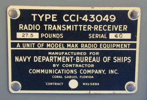 Transmitter-receiver, 3.0-8.0 MHz, MCW-AM, 25 W, 6/12 V, 